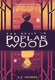 The book title is in the middle of the cover, dividing the image into two versions. The upper half of the book has the silhouette of a boy with an eyepatch in front of a dimly lit house. The lower half has the same silhouetted boy and house except in yellow and the image is upside down.
