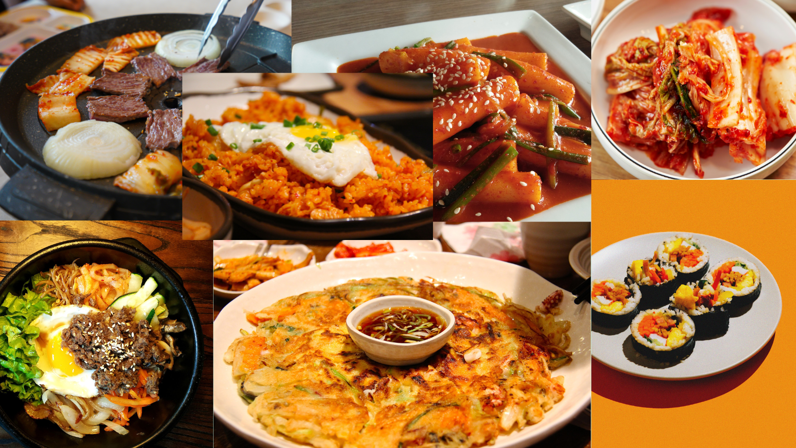 Pictures of different kinds of Korean dishes, some of which appear in the Pippa Park series.