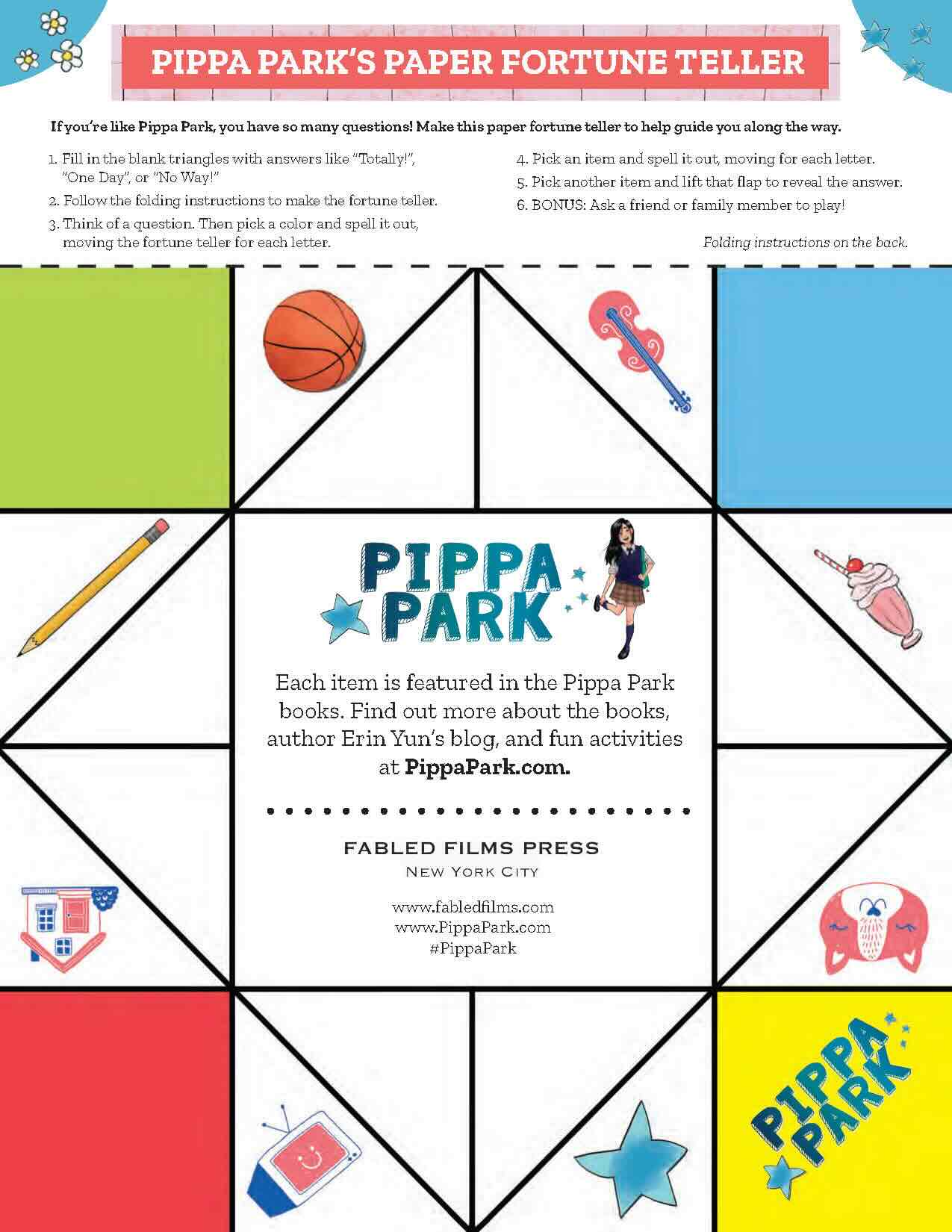 Pippa Park Fortune Teller Printable Activity