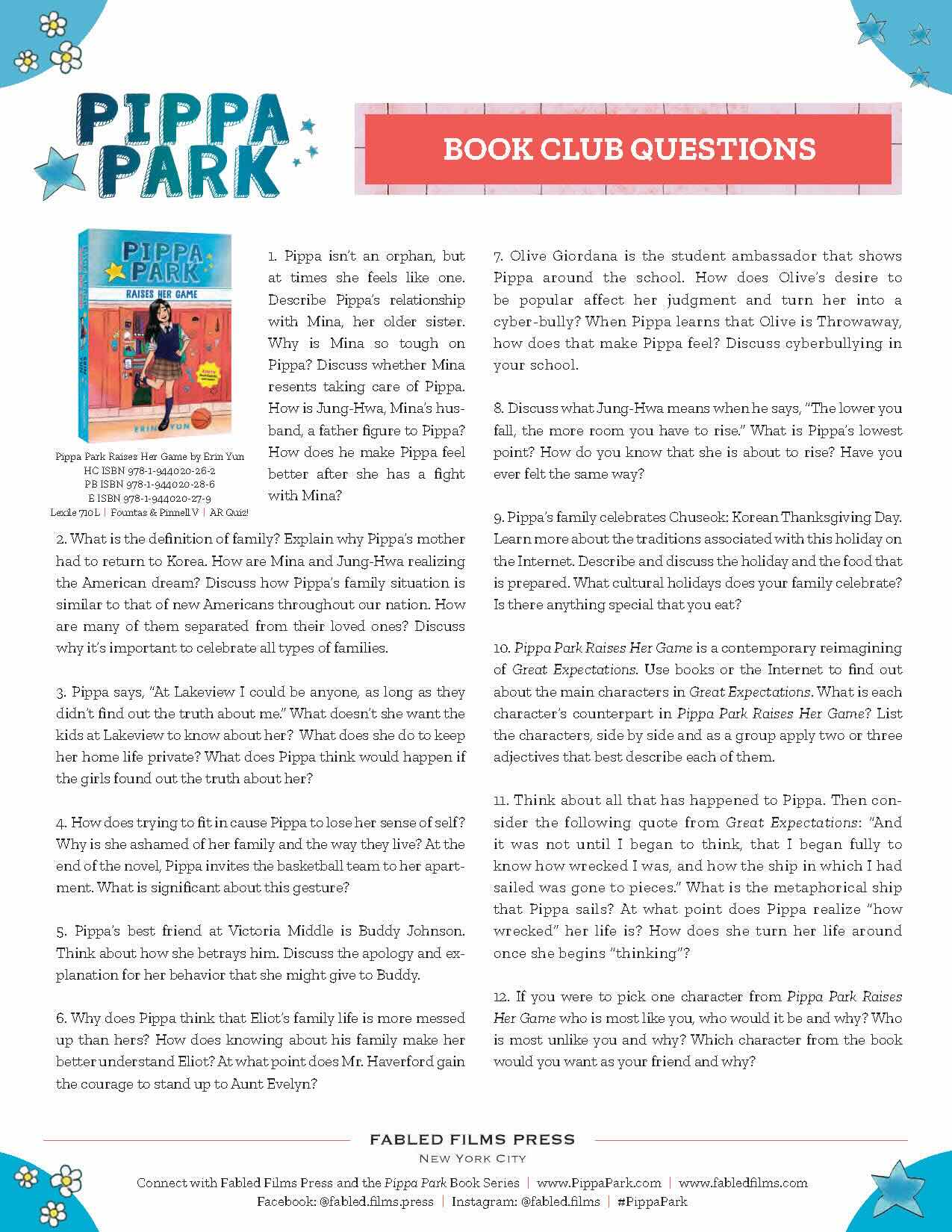 Pippa Park Book Club Questions