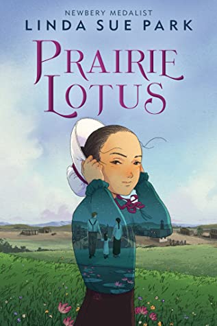 Standing in a field of flowers is Hanna, a half-Chinese girl, who is holding her prairie bonnet over her head. Her blue shirt is translucent exposing a father and mother holding their childâ€™s hand as they walk away from Hanna. 